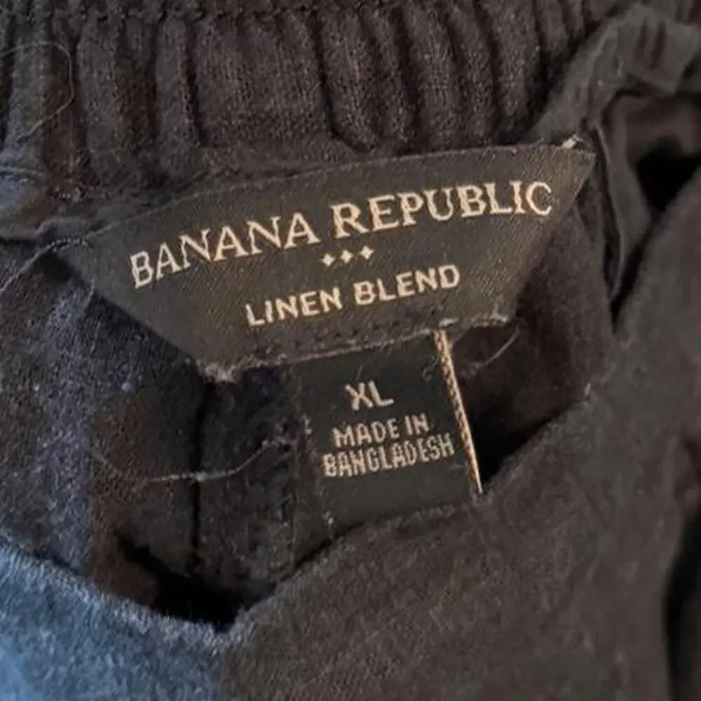 Banana Republic Black Linen Blend Coastal Beachy Capri Pants Swim Coverup Sz XL